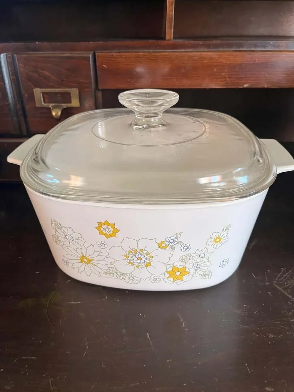 CorningWare A-3-B 3 Quart Casserole Dish with Lid, Wildflower Pattern